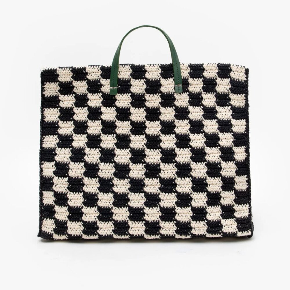 Clare V Black and White Checkered Shoulder Bag
